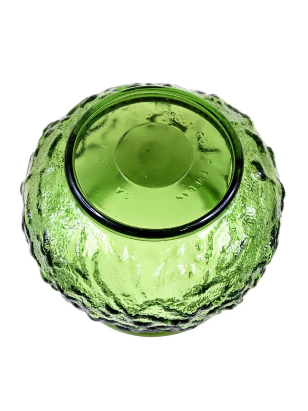 E.O. Brody Indiana Green Crinkle Glass Bowl Vase Vintage Mid-Century Decor